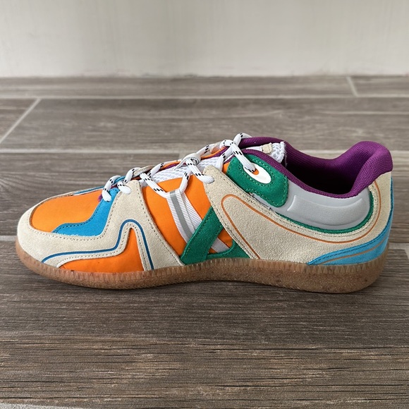 Ganni Retro Colorblock Low-Top Sneakers 39 US 8.5 NIB Orange Blue - Picture 8 of 13